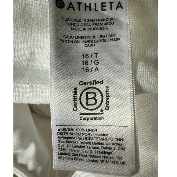 Athleta Cabo Linen Wide Leg Pant Calla Lilly Size 16 - Picture 9 of 10